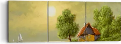 Produktbild von Bild auf Leinwand - Leinwandbild - Boot Wasser Hütte - 90x30cm - Wand Bild - Wanddeko - Wandbilder - Leinwanddruck - Bilder - Kunstdruck - Wanddekoration - Leinwand bilder - Wandkunst - CA90x30-3498