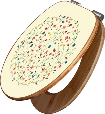 Produktbild von banjado Design WC Sitz Bambus Absenkautomatik -Blumenreigen - Toilettendeckel mit Absenkautomatik Holz/hochwertiger Bambus Klodeckel/WC-Sitz für alle gängigen Toiletten [TDB2 10755]