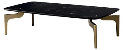 Produktbild von Couchtisch 120x60x30,5 cm in Hochglanz Marmor Optik Schwarz/Gold, Rechteckiger Wohnzimmertisch mit Metallgestell, Großer Sofatisch für das Wohnzimmer