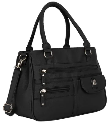 Produktbild von Damen Tasche Schultertasche Henkeltasche Handtasche Leder Optik BLACK (17655)
