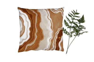 Produktbild von MuchoWow® Zierkissen Sofakissen Wohnzimmer Dekokissen 40x40 cm Edelsteine - Braun - Achat - Stein - Foto Kissen - Schlafzimmer Dekoration