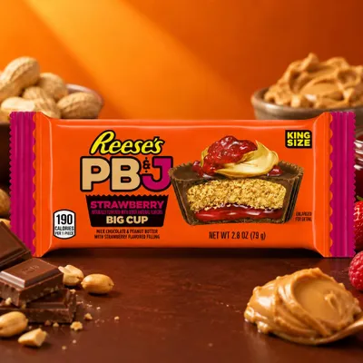 Produktbild von Reese's PB&J Strawberry Big Cup King Size 79g