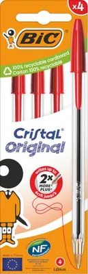 Produktbild von BIC Cristal Original, Clip, Stick-Kugelschreiber, Rot, 4 Stück(e), Medium