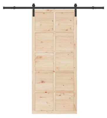 Obrázek produktu pro Vnitřní dveře do stodoly, posuvné - Sada posuvných dveří - Masivní borové dřevo - Kompletní systém kolejnic - Moderní design - 100 x 208 cm - Přírodní barva