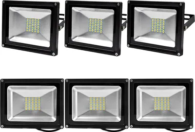 Obrázek produktu pro 6× 30W LED reflektor, Greenmigo IP65, vodotěsný, černý, teplá bílá, 120°, LED venkovní reflektor, AC 85–265 V