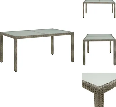 Produktbild von vidaXL Gartentisch 150x90x75 cm Hartglas und Poly Rattan Grau -  Gartentische