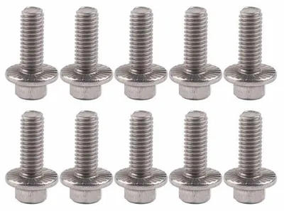 Produktbild von Edelstahl-Meubelbeslag mit zeskantflens-Unterlegern - Roestvrij-Stahl - M6 x 30 - 10 Stück - Maschineneinbau