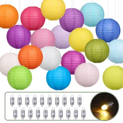 Immagine prodotto di Omgoods - Lanterne di carta colorate, 25 cm, ideali per eventi e festività