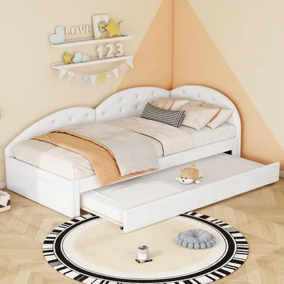 Produktbild von Schlafsofa mit Bettfunktion, 140x200 cm, Kopfteil mit RGB LED-Beleuchtung, Jugendbett, Doppelbett, Kunstleder