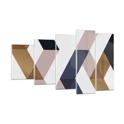 Produktbild von Bilder auf glas - 5 Teile - Abstraktion Muster Diamant - 100x60cm - Glasbilder - Wandbilder - Bilder - zum Aufhängen bereit - Wanddekoration aus Glas - Glas Bilder - Wandbild auf Glas - GEG100x60-4311