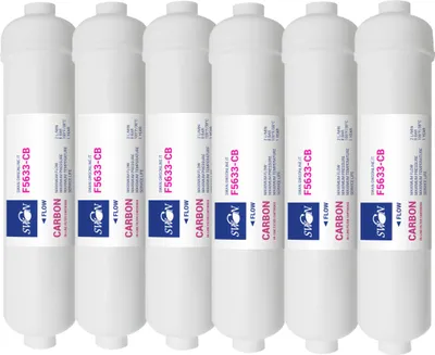 Obrázek produktu pro Vodní filtr Swan s aktivním uhlím CTO 12 palců pro reverzní osmózu, filtrační systém, připojení 1/4" palce (6,35 mm), 6 kusů