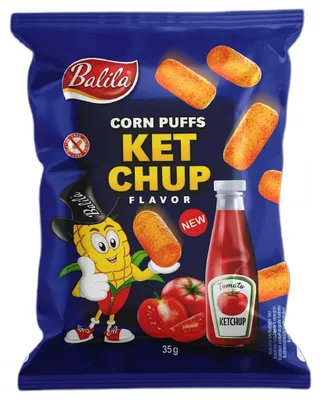 CHRUPKI KUKURYDZIANE O SMAKU KETCHUPU BEZGLUTENOWE 35 g - BALILA
