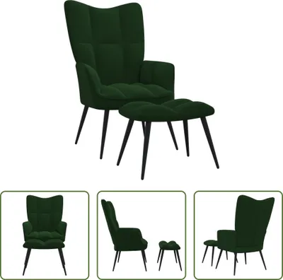 Produktbild von The Living Store Relaxsessel mit Hocker Dunkelgrün Samt