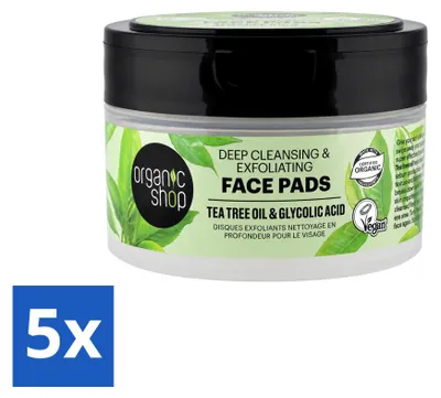 Immagine prodotto di 5 confezioni di dischetti viso biologici per una pulizia profonda, contenenti olio di tea tree e acido glicolico, 20 pezzi per confezione - confezione  - 5 pezzi per confezione