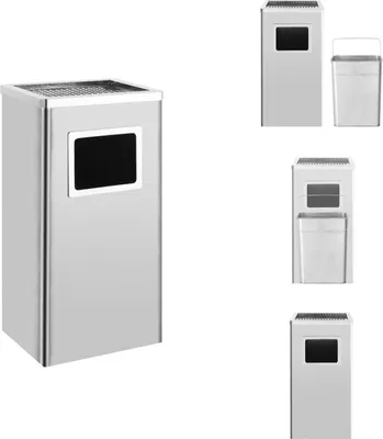 Produktbild von vidaXL Mülleimer mit Aschenbecher Hotel 45 L Edelstahl -  Mülltonnen & Abfalleimer