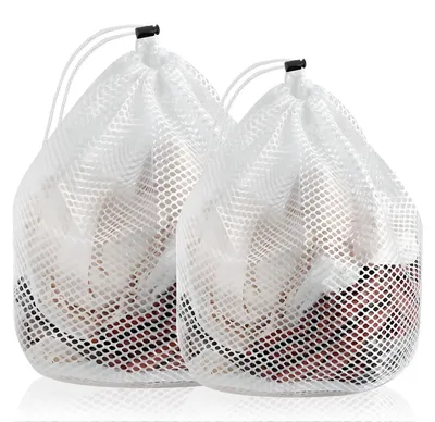 2 Mesh-Waschbeutel mit Kordelzug, 50x60/60x80 cm