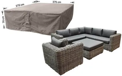 Produktbild von Raffles Covers Schutzhaube für Garten-Lounge Garnitur 275 x 275 H: 70 cm | Atmungsaktiv | Wasserdicht | UV-beständig | Elastischer Kordelzug