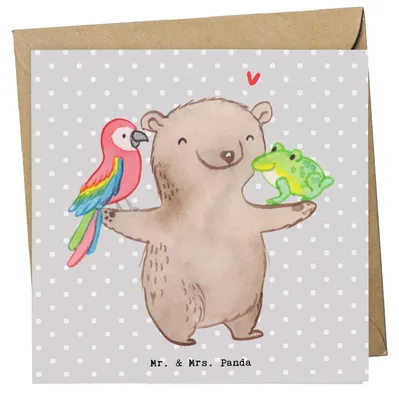 Produktbild von Mr. & Mrs. Panda Grußkarte Tierpfleger Herz - Grau Pastell - Geschenk, doppelkarte, Klappkarte, Glückwunschkarte, anlasskarte, faltkarte