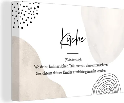 Produktbild von OneMillionCanvasses® - Leinwandbilder - 140x90 cm, Zitate - Küche - Definition der Küche - Wörterbuch - Sprichwörter, Wandbilder Kunstdruck Wanddekoration - Foto auf Leinwand -