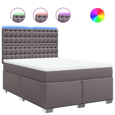 Image de vidaXL Lit Boxspring avec matelas Gris 140x200 cm Similicuir