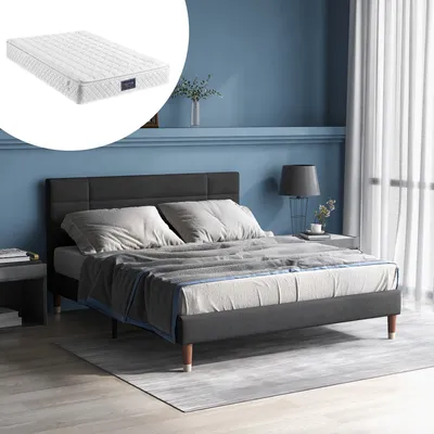 Produktbild von MODFU Polsterbetten 140 x 200 cm Doppelbett Jugendbett Gästebett Bettgestell (mit Matratze), Grau