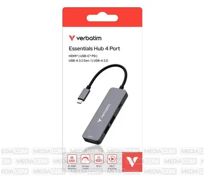 Produktbild von Verbatim 32155, USB 3.2 Gen 1 (3.1 Gen 1) Type-C, HDMI, USB 2.0 Type-A, USB 3.2 Gen 1 (3.1 Gen 1) Type-A, 5000 Mbit/s, 3840 x 2160, 3840 x 2160 Pixel, Grau