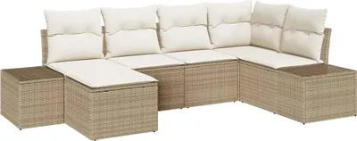 Immagine prodotto di vidaXL Set di divani da giardino con cuscini 6 pezzi in rattan beige e crema