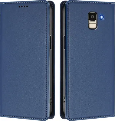 Obrázek produktu pro Kožené pouzdro pro Samsung Galaxy J6 2018, magnetické flipové pouzdro zPolyuretankůže se stojánkem Tmavě modrá