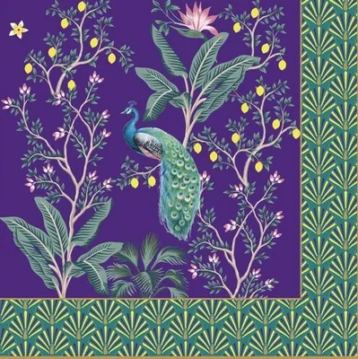 Produktbild von 20 Servietten Imperial Peacock - Pfau an Zitronenbaum 33x33cm