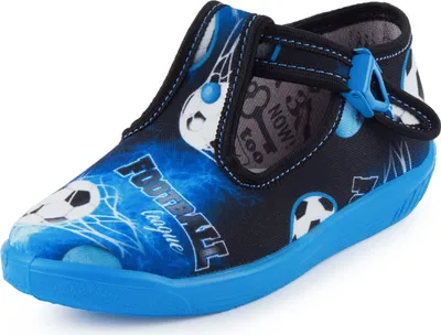 Produktbild von Ladeheid Kinder Hausschuhe LARW001 (Blau/Fußball, 19 EU)