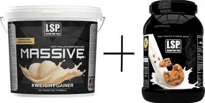 Produktbild von LSP MASSIVE X® Weight Gainer+Premium Whey Protein Cookies &Cream, pulver