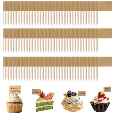 200 leere Zahnstocherfahnen aus Kraftpapier, 3,5x2,5 cm