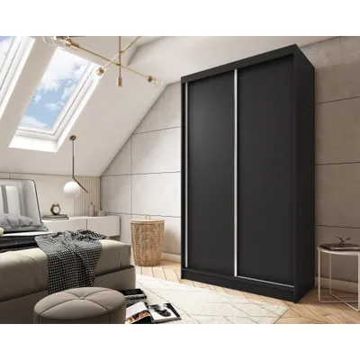 Image de BEAUTYSOFA | Armoire MARIO 120 cm Noir – Armoire moderne sans miroir, avec portes coulissantes, design minimaliste