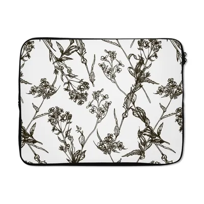 Produktbild von MuchoWow® Laptop Hülle 15 Zoll Vintage - Pflanzen - Blumen - Muster Laptoptasche - Laptoptasche - Sleeve - Rundum-Schutz