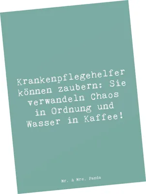 Produktbild von Mr. & Mrs. Panda Ansichtskarte Spruch Krankenpflegehelfer Zauberer - Meeresbrise - Geschenk, Postkarten, Kunstkarten, Grußkarte, Berufsgestaltung, Pflegeberuf, Beruf