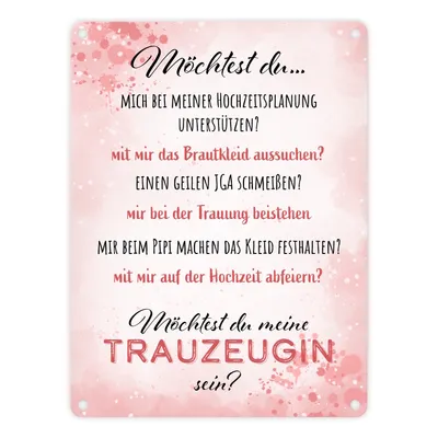 Produktbild von Möchtest du meine Trauzeugin sein? Metallschild in 15x20 cm