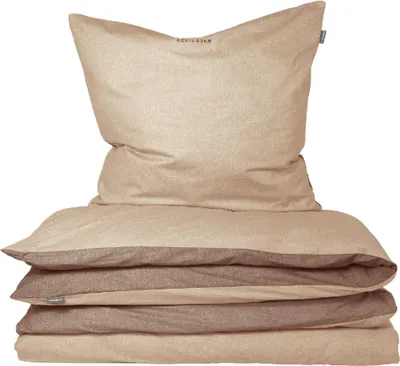 Produktbild von SCHIESSER Bettwäscheset Doubleface | Renforcé | 2-teilig | Zweifarbig | 100 % Baumwolle | YKK Reißverschluss  | 155x220cm + 80x80cm |  Sand