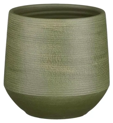Produktbild von Mica Decorations Blumentopf - Keramik - dunkelgrun - gepragt -19x18cm