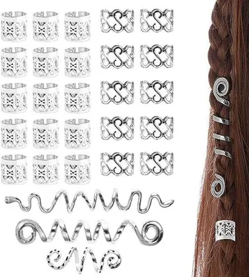 Image de Parure de dreadlocks en argent, 28 pièces
