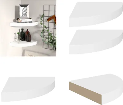 Immagine prodotto di vidaXL Mensole galleggianti ad angolo 2 pz. Bianco 25x25x3,8 cm MDF - Mensola a muro - Mensole a muro - Mensola a muro galleggiante - Mensola a muro galleggiante