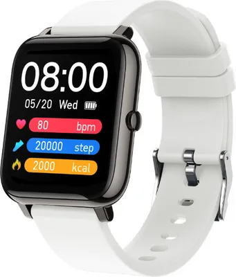 Produktbild von Smartwatch, Fitness Tracker mit Blutdruckmessung Fitness Armbanduhr mit Pulsuhr Schlafmonitor IP67 Wasserdicht Sportuhr Schrittzähler für Android und iOS Smart Watch für Damen Herren Weiß