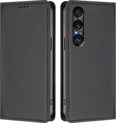 Obrázek produktu pro Kožené pouzdro pro Sony Xperia 1 VII, magnetické flipové pouzdro zPolyuretankůže se stojánkem Černá
