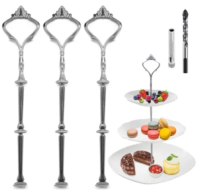 Kuchenständer-Set, 3 Stück, 2/3-stufig, Metall, silber