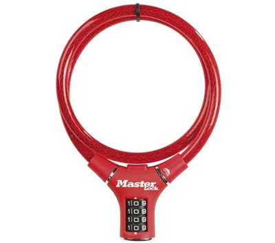 Produktbild von Master Lock Kabelschloss 8229 rot Vinylbeschichtet 12 mm x 90 cm