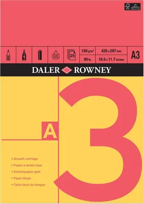 Obrázek produktu pro Daler Rowney Red and Yellow Drawing Paper Skicář 25 A3 150 g