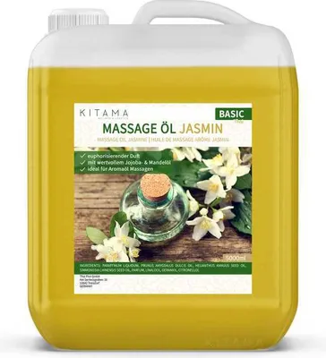 Produktbild von Kitama Aroma Massageöl Jasmin 5-Liter 5L I Pflegendes Körperöl für Massagen I Aroma-Öl für Massage, Thai-Massage & Spa
