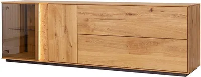 Obrázek produktu pro Hnědá TV skříňka Televizní stolek do obývacího pokoje Designový LED příborník Nízká deska