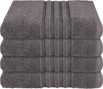 Produktbild von Schiesser Frottier Handtuch Milano im 4er Set | 100% Baumwolle aus nachhaltiger Produktion | weich, saugstark, farbecht | 50x100cm | Dunkelgrau | Anthrazit