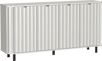 Produktbild von Wohnzimmer Sideboard mit 177 cm Breite in Weiß, mit 4 Türen und Wellenoptik - NASHVILLE-161
