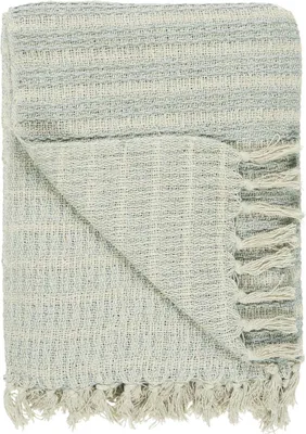 Produktbild von IB Laursen Plaid Hellblau Creme Streifen Muster 130x160 Wolldecke Baumwolle
